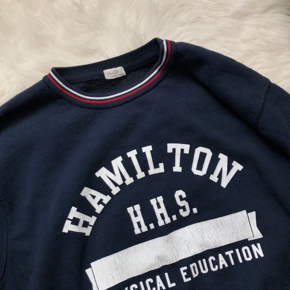 Brandy Melville Hamilton Sweatshirt sweater vintage crewneck navy blue small - Picture 3 of 7